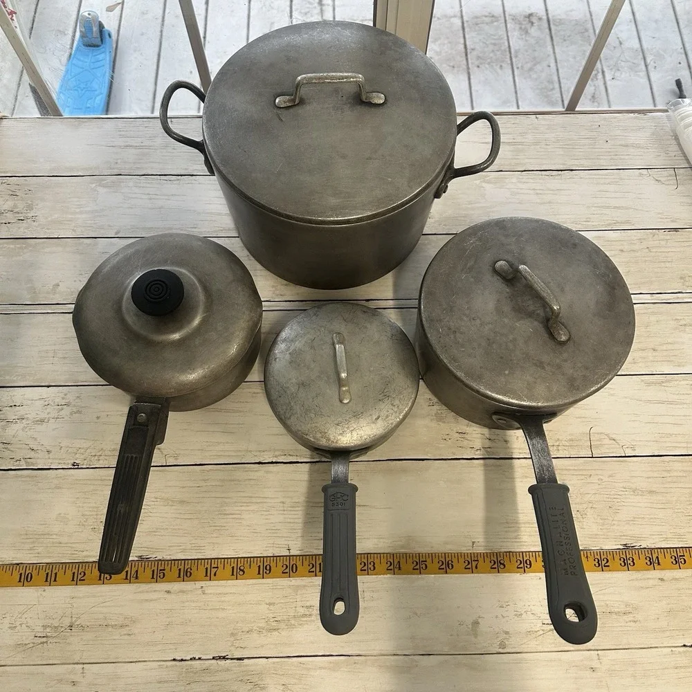 Vintage Magnalite‎ GHC USA Lot Of 6 W/ Lids 1 Qt, 2 Qt, 3qt, 7qt And Insert